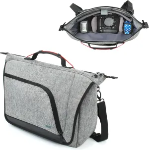 USA Gear DSLR SLR Mirrorless Camera Messenger Bag with Customizable Dividers, Weather Resistant Bottom, Comfortable Back Support and Adjustable Strap - Compatible with Nikon, Canon, Sony, and More