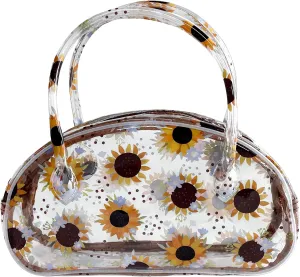 Versatile Sunflower Clear Travel Zipper Cosmetic Bag,Waterproof Portable Handle PVC Pouch for Girls Travelling&Daily Use in Beauty&Personal Care (Sunflower)