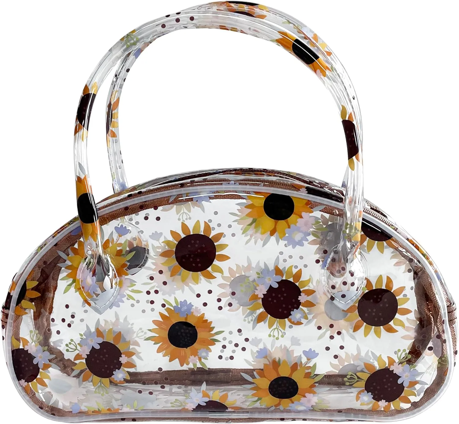 Versatile Sunflower Clear Travel Zipper Cosmetic Bag,Waterproof Portable Handle PVC Pouch for Girls Travelling&Daily Use in Beauty&Personal Care (Sunflower)