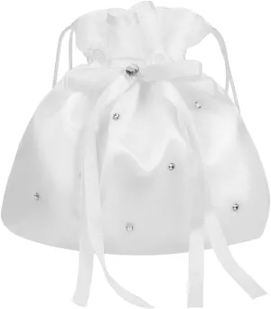 VICASKY Satin Bag Bridesmaid Bridal Handbag/girl Holy Communion Dolly Bag,satin Bridal Wedding Money Bag White Bridal Bridesmaid Satin Decorated Bag Handbag