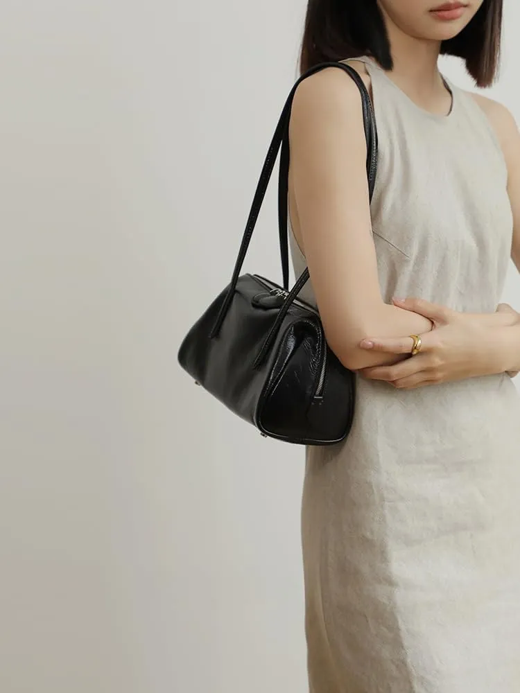 Vintage Leather Niche Handbag Totes Pillow Bag Oil Wax Shoulder Armpit Bag Clutch Versatile Chic Purse Luxury Elegant