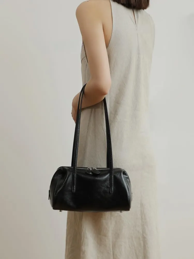 Vintage Leather Niche Handbag Totes Pillow Bag Oil Wax Shoulder Armpit Bag Clutch Versatile Chic Purse Luxury Elegant
