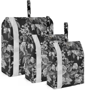 Vintage Rose Flower Packing Cubes Set of 3, Lightweight Travel Luggage Organizers Foldable Bags for Easy Packing and Organization