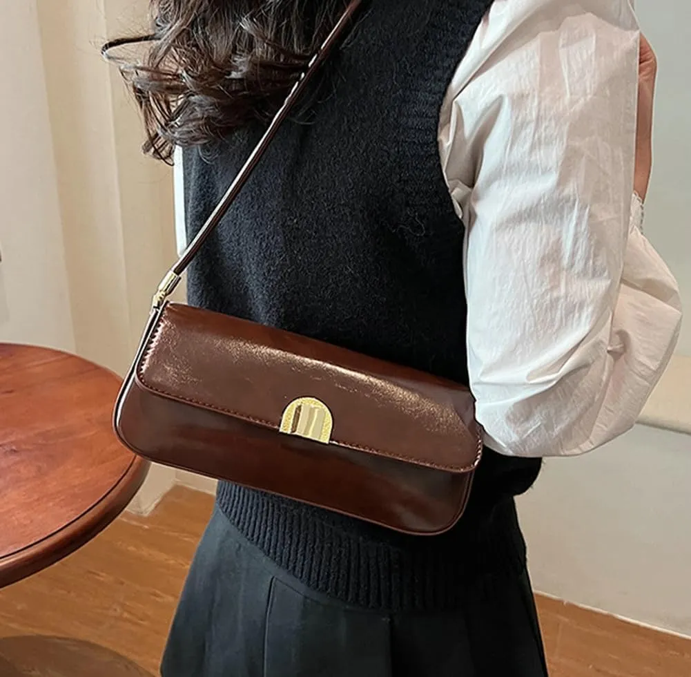 Vintage Trendy Purses for Women 2025 Aesthetic Hand Bags PU Leather Shoulder Bag for Women Versatile Hobo Bag Square Bag