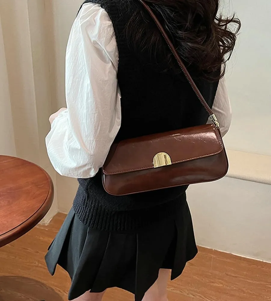 Vintage Trendy Purses for Women 2025 Aesthetic Hand Bags PU Leather Shoulder Bag for Women Versatile Hobo Bag Square Bag