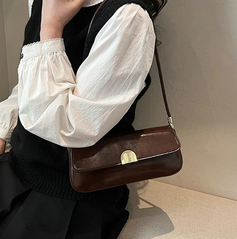 Vintage Trendy Purses for Women 2025 Aesthetic Hand Bags PU Leather Shoulder Bag for Women Versatile Hobo Bag Square Bag