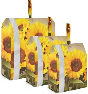Vivid Sunflowers Packing Cubes Set of 3, Lightweight Travel Luggage Organizers Foldable Bags for Easy Packing and Organization