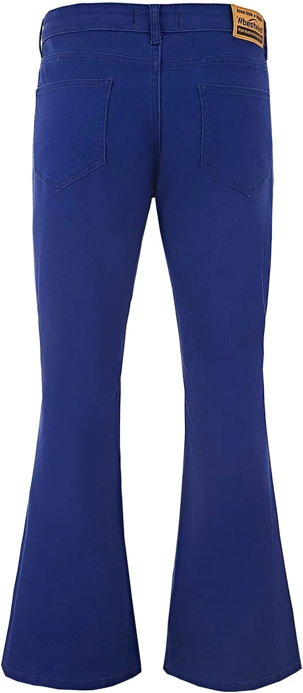 Wbestwind Men's Relaxed Stretch Vintage 60s 70s Bell Bottom Pants Fit 70s Disco Outfits Comfort Flared Retro Leg