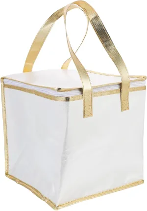 White Insulated Cooler Tote Bag  Versatile Hot and Cold Food Bag - for Grocery Shopping - Picnics and Catering  Insulated Grocery Bag for All Occasions