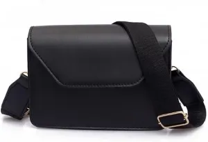 Women Handbags Shoulder Bags, Satchel Tote Bag, Vintage Wide Strap Shoulder Bags for Women Pure Color Small Handbag Crossbody Female Phone Purse Leather Flap Messenger Bags ( Color : Black , Size : 15