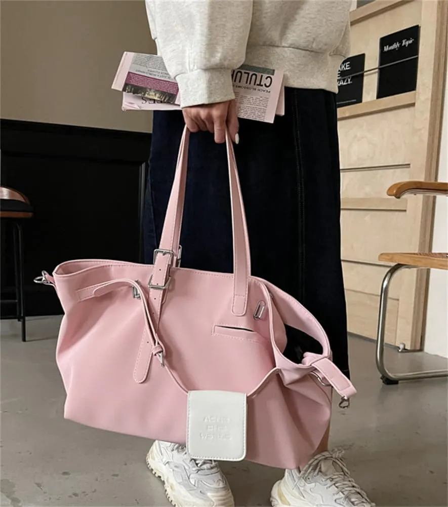 Women Soft PU Leather Crossbody Bag Retro Large Tote Handbag Versatile Hobo Shoulder Purse Travel Work