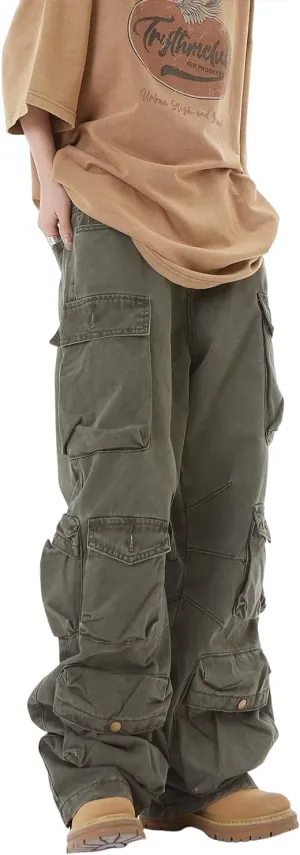 Women's Baggy Cargo Pants Y2K Clothing Multi-Pocket Relaxed Fit Jeans Fairy Grunge Clothes Alt Emo Streetwear
