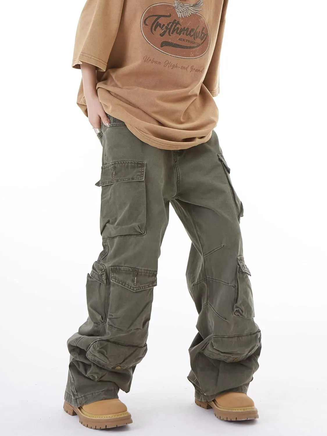 Women's Baggy Cargo Pants Y2K Clothing Multi-Pocket Relaxed Fit Jeans Fairy Grunge Clothes Alt Emo Streetwear