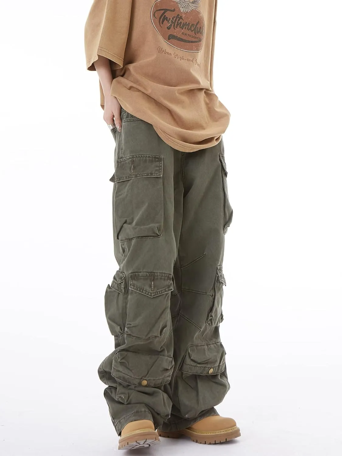 Women's Baggy Cargo Pants Y2K Clothing Multi-Pocket Relaxed Fit Jeans Fairy Grunge Clothes Alt Emo Streetwear