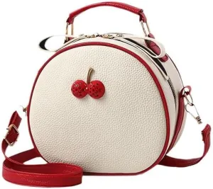 Women's Cute Cherry Handbags and Crossbody Bags,Female Purses Large Capacity Round Bags Satchel Bags Red