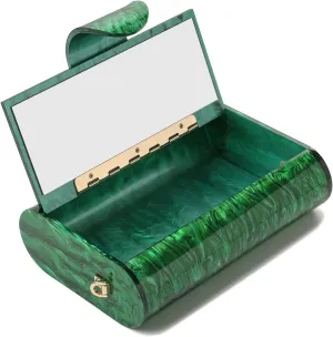 Women's Evening Handbags, Marbling Acrylic Evening Bags, Makeup Bag for Wedding Party Anniversary (A-Green)