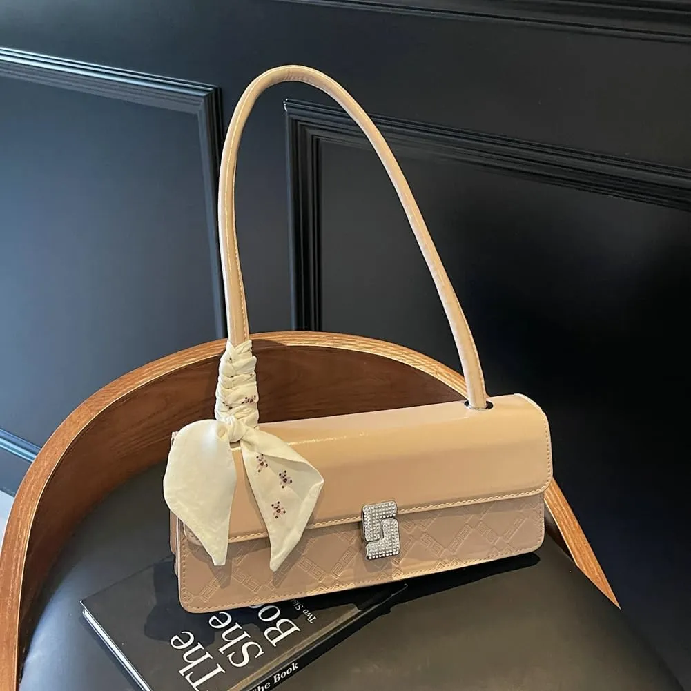 Women's Fashionable Handbag with Ribbon Decoration: Versatile Shoulder and Underarm Carry