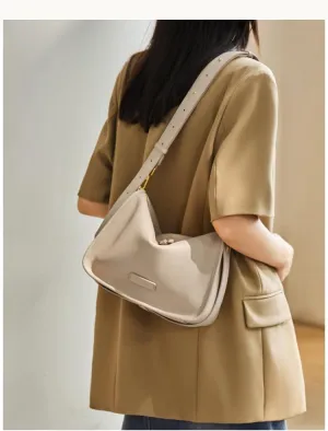Women's Genuine Leather Shoulder Crossbody Bag Cowhide Clutch Handbag Hobo Underarm Armpit Pillow Bag Versatile Elegant