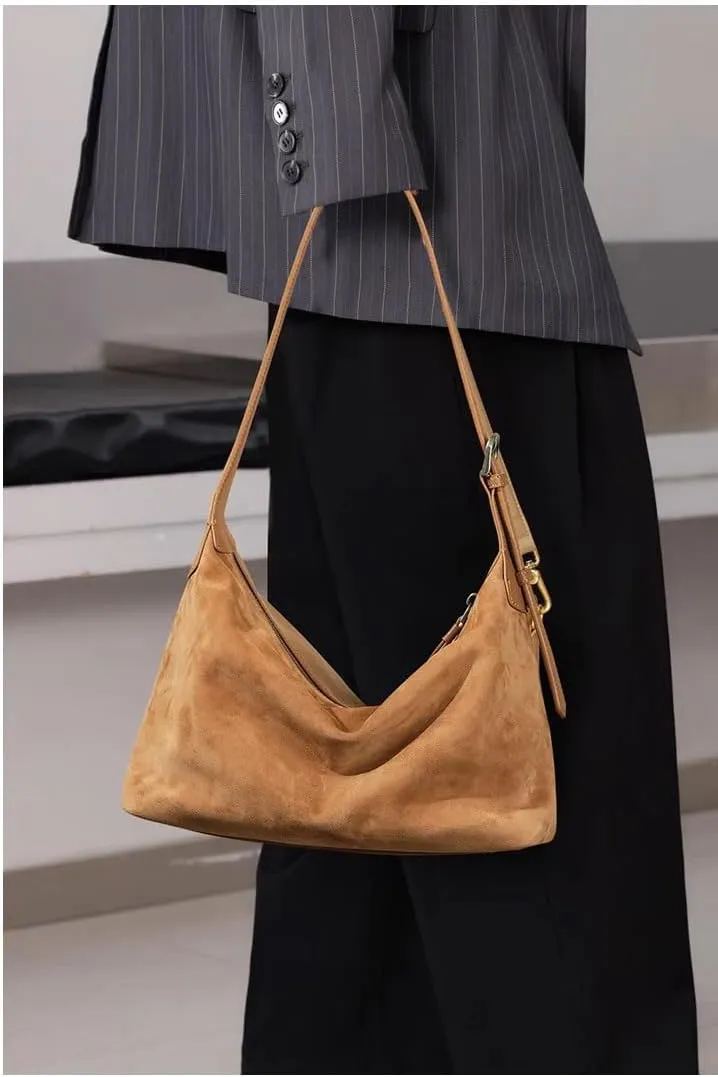 Women's Leather Cowhide Shoulder Crossbody Underarm Bag Hobo Dumpling Pillow Bag Handbag Large Capacity Versatile Casual