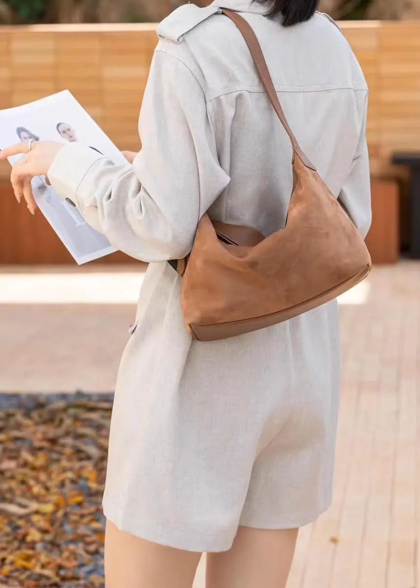Women's Leather Cowhide Shoulder Crossbody Underarm Bag Hobo Dumpling Pillow Bag Handbag Large Capacity Versatile Casual