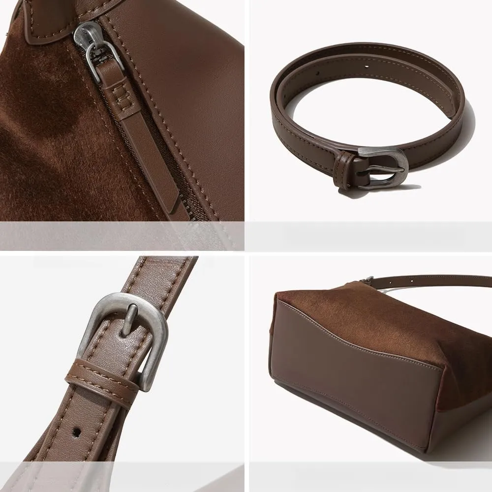 Women's Leather Cowhide Shoulder Crossbody Underarm Bag Hobo Dumpling Pillow Bag Handbag Large Capacity Versatile Casual