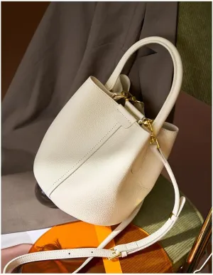 Women's Leather Shoulder Crossbody Bag Top Handle Handbag Hobo Pillow Bucket Bag Cowhide Versatile Casual Chic Stylish