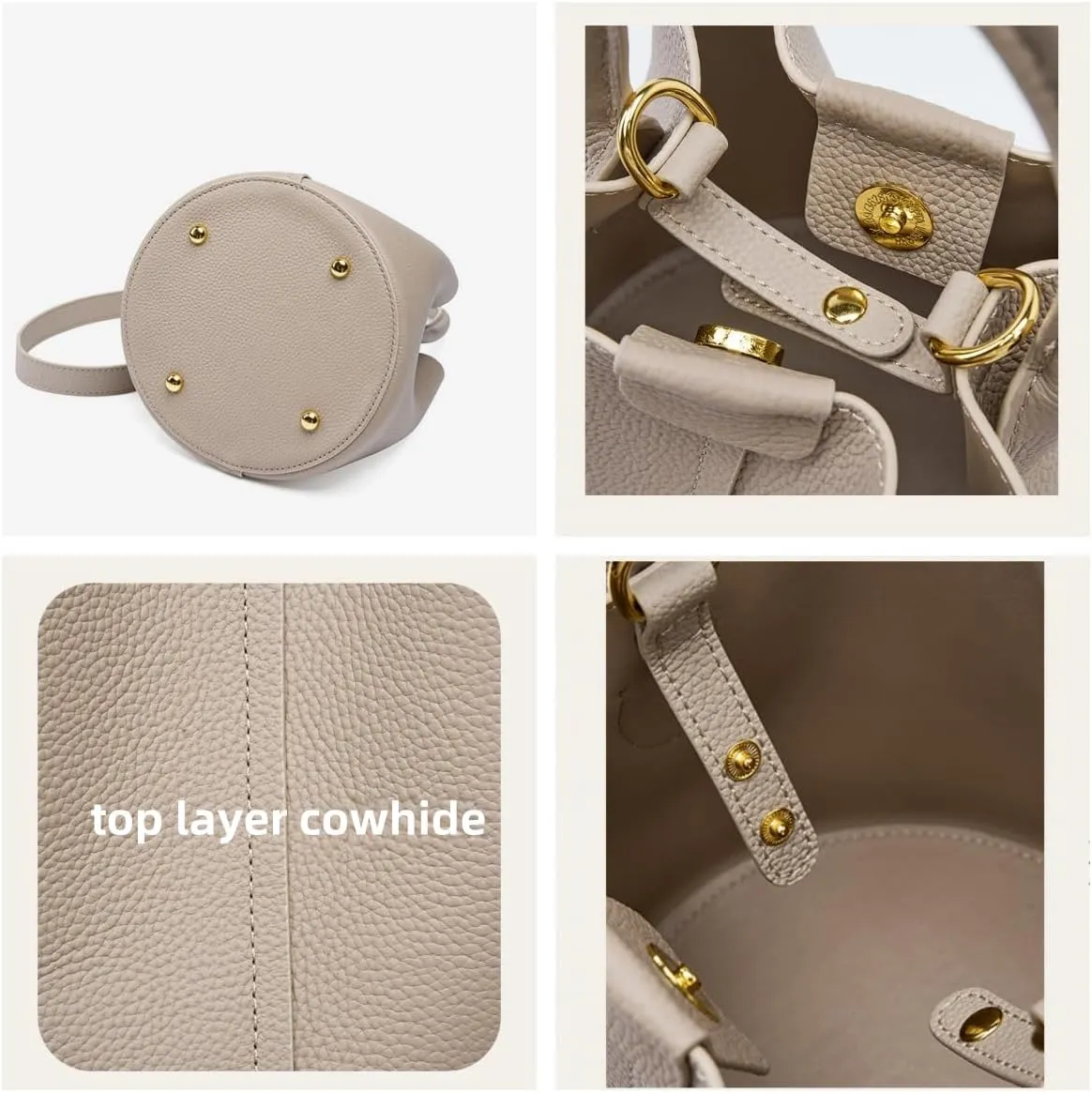 Women's Leather Shoulder Crossbody Bag Top Handle Handbag Hobo Pillow Bucket Bag Cowhide Versatile Casual Chic Stylish