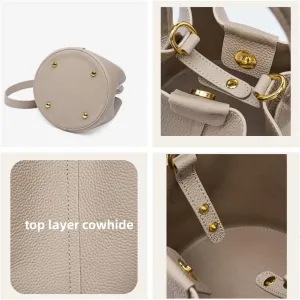 Women's Leather Shoulder Crossbody Bag Top Handle Handbag Hobo Pillow Bucket Bag Cowhide Versatile Casual Chic Stylish