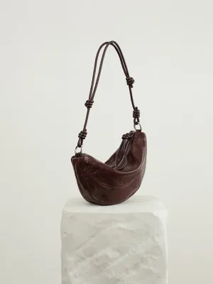 Women's Oil Wax Cowhide Knot Shoulder Crossbody Underarm Bag Handbag Hobo Vintage Clutch Versatile Chic Stylish Casual