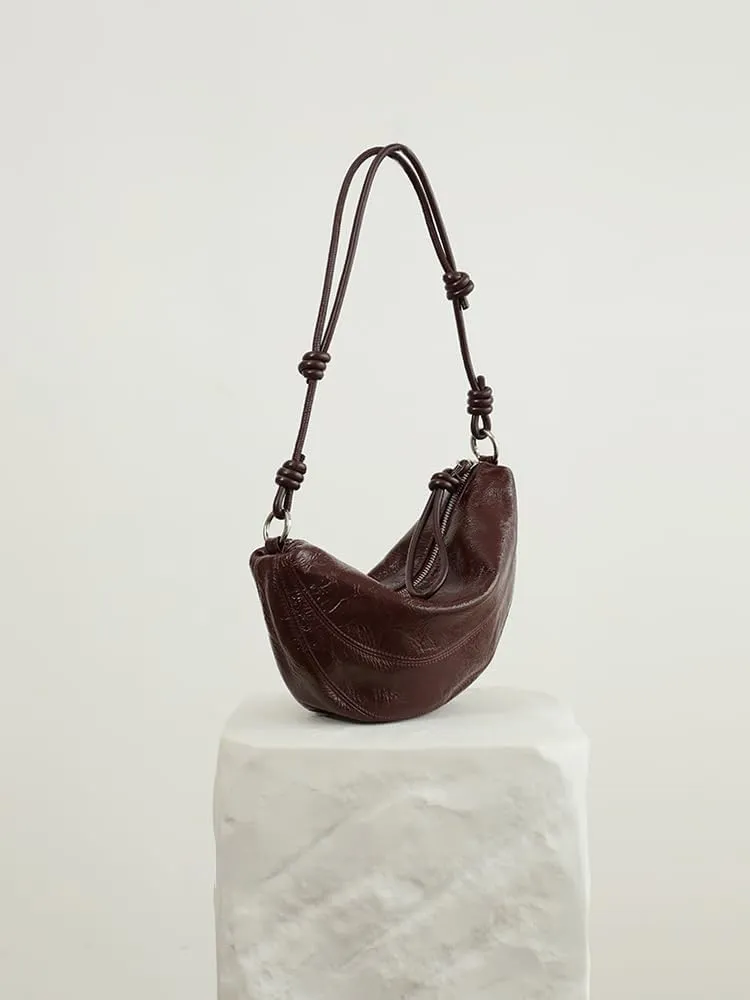 Women's Oil Wax Cowhide Knot Shoulder Crossbody Underarm Bag Handbag Hobo Vintage Clutch Versatile Chic Stylish Casual