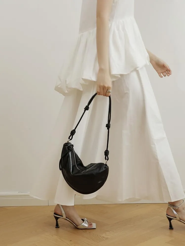 Women's Oil Wax Cowhide Knot Shoulder Crossbody Underarm Bag Handbag Hobo Vintage Clutch Versatile Chic Stylish Casual