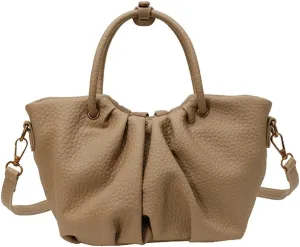 Women's Pleated Handheld PU Leather Bag - Casual & Versatile Tote Shoulder Bag