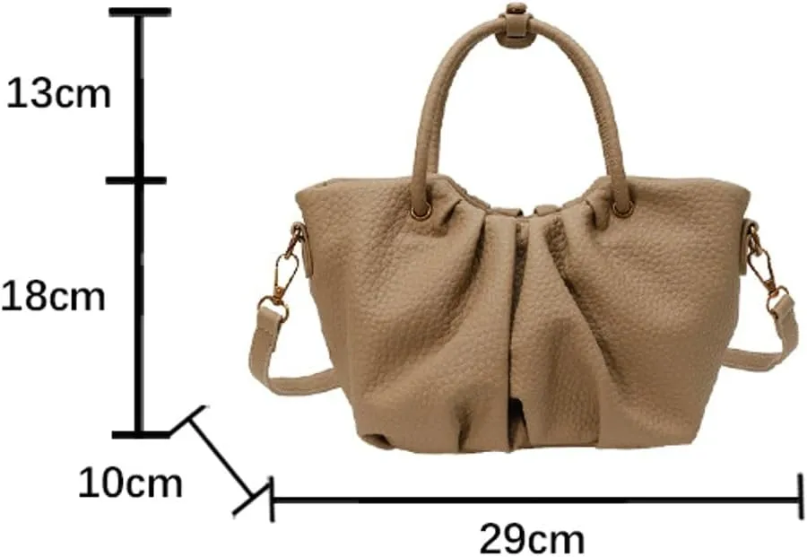 Women's Pleated Handheld PU Leather Bag - Casual & Versatile Tote Shoulder Bag