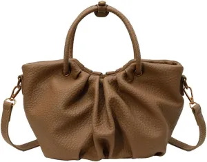 Women's Pleated Handheld PU Leather Bag - Casual & Versatile Tote Shoulder Bag