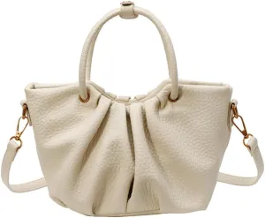 Women's Pleated Handheld PU Leather Bag - Casual & Versatile Tote Shoulder Bag