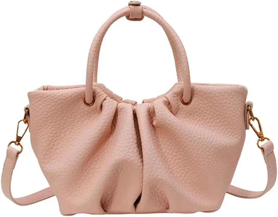 Women's Pleated Handheld PU Leather Bag - Casual & Versatile Tote Shoulder Bag