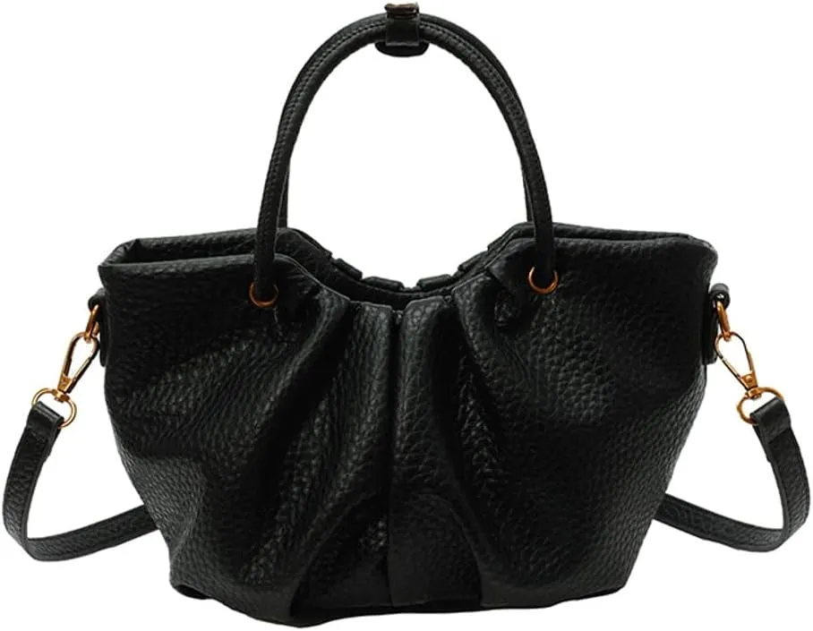Women's Pleated Handheld PU Leather Bag - Casual & Versatile Tote Shoulder Bag
