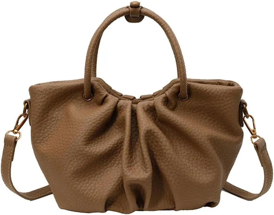 Women's Pleated Handheld PU Leather Bag - Casual & Versatile Tote Shoulder Bag