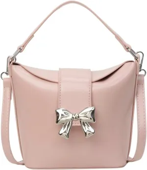 Women's Trendy Shoulder Bag Cute Bowknot Hobo Crossbody Bags Bucket Purse Casual Handbag