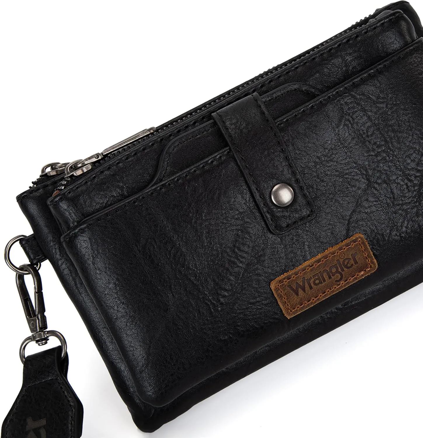 Wrangler Distressed Crossbody Purses for Women Multi-function Card Holder Wallet Small Purse with Double Zipper