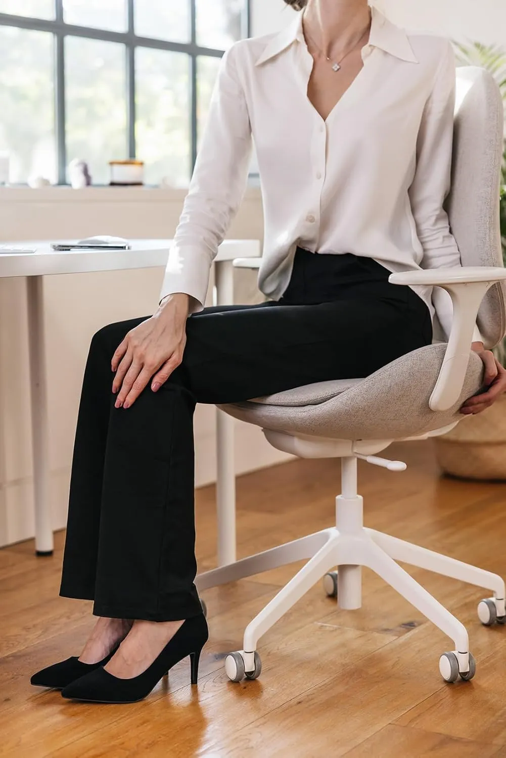 Yogipace,Belt Loops,Women's Petite/Regular/Tall High Waisted Stretchy Straight Leg Relaxed Fit Yoga Dress Pants for Work