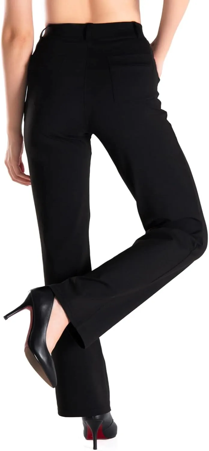 Yogipace,Belt Loops,Women's Petite/Regular/Tall High Waisted Stretchy Straight Leg Relaxed Fit Yoga Dress Pants for Work